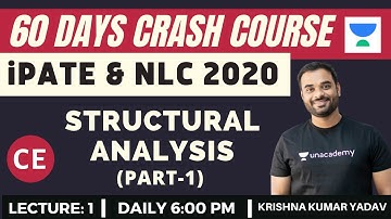 L1: Structural Analysis (Part-1) | 60 Days Crash Course for NLC & iPATE 2020 Exam (CE)
