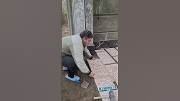 the process of installing natural stone on the floor #shortvideo