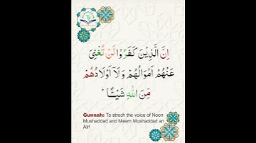 Learn Tajweed of Surah Al-Imran 116 (آيات الحفظ)  سورة العمران -  تعلم التجويد  - Rules + Practice