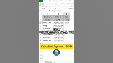 Calculate Age from DOB in Excel || Tips & Tricks || #excel #exceltips #exceltricks #excelshortcuts