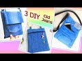 3 DIY Fastest Design Purse Bag Out Of Old Jeans - Old Denim Easy Transform Into Bags