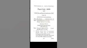 Assessment for Learning | B.ed 2nd year| #exam #questionpaper #assessmentforlearning #mjpru #10048