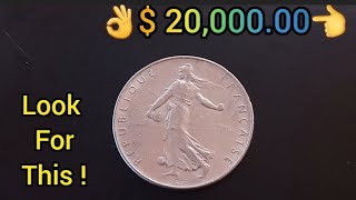 👉 $ 20,000.00 👈 Do You Have One? rare and valuable error coin 1 Franc Seumeuse French worth money