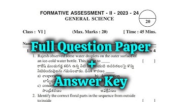 Class 6th FA-2 💯SCIENCE Full Question Paper with Answers (Previous Year) | 6th FA-2 Question Paper