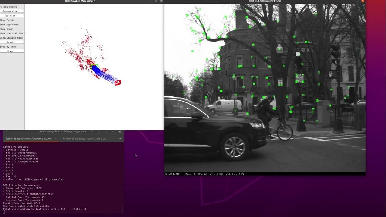 ORB SLAM 3 Monocular Test 1 with NUance Car Data YouTube