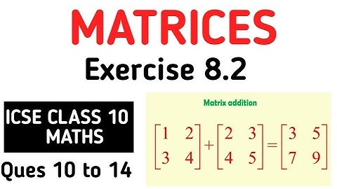Matrices class 10 icse ml aggarwal solutions 8.2, Question 10 to 14 | ICSE Class 10 Maths