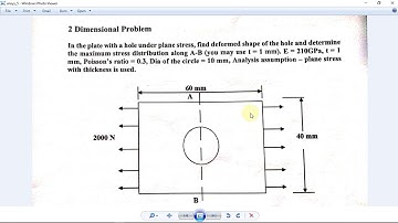 2D plate with hole Ansys Analysis | Practice 18: 2D plate Analysis with a hole at center. (symmetry)
