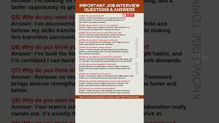 10 Most Important Job Interview Questions And Answers