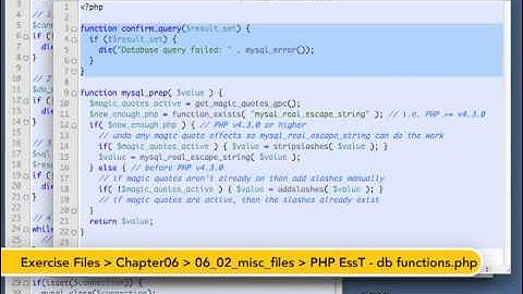 06 02  Adding queries to the MySQL Database class