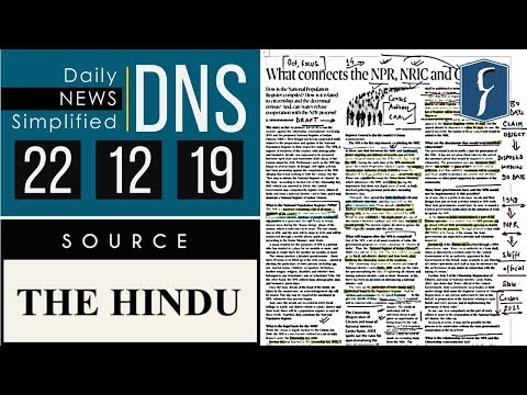 Daily News Simplified 22-12-19 (The Hindu Newspaper - Current Affairs - Analysis for UPSC/IAS Exam)