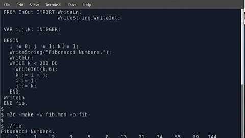 Modula 2 Programs to show Fibonacci Series and Factorials.