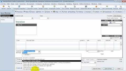 QuickBooks Training - Customer Message List