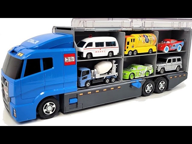 トミカ☆トミカカーズのミニカーを開封してコンボイに収納しよ