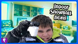 indoor snowballs challenge throwing snow in hobbyhouse by hobbykidstv