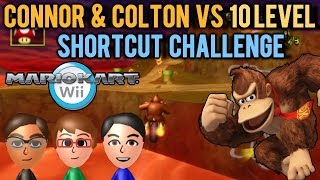 Mario Kart Wii - Connor & Colton vs 10 Level Shortcut Challenge