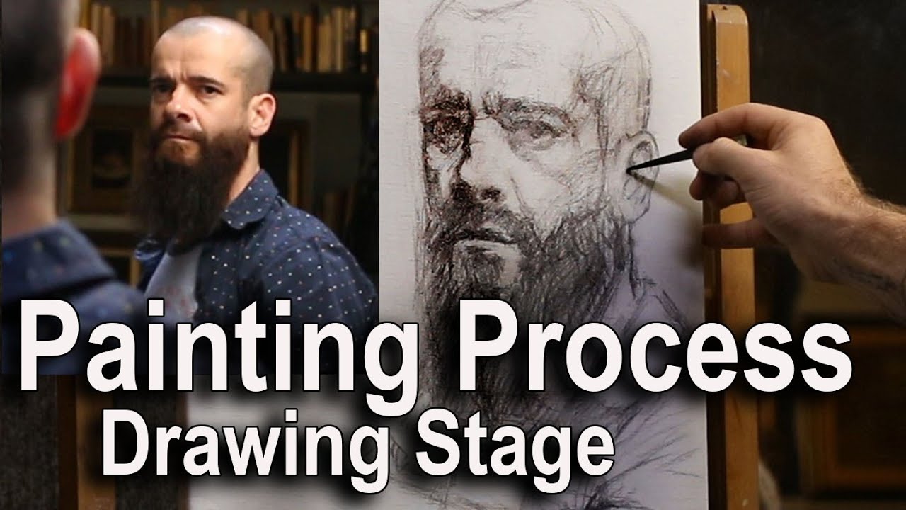 Автопортрет, рисунок углем