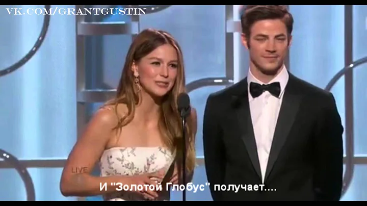 Grant Gustin and Melissa Benoist at the Golden Glo...