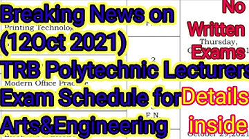 TRB Exam TimeTable for Engineering,Arts&Science Candidates|Admit Card Details Oct2021|Test Schedule