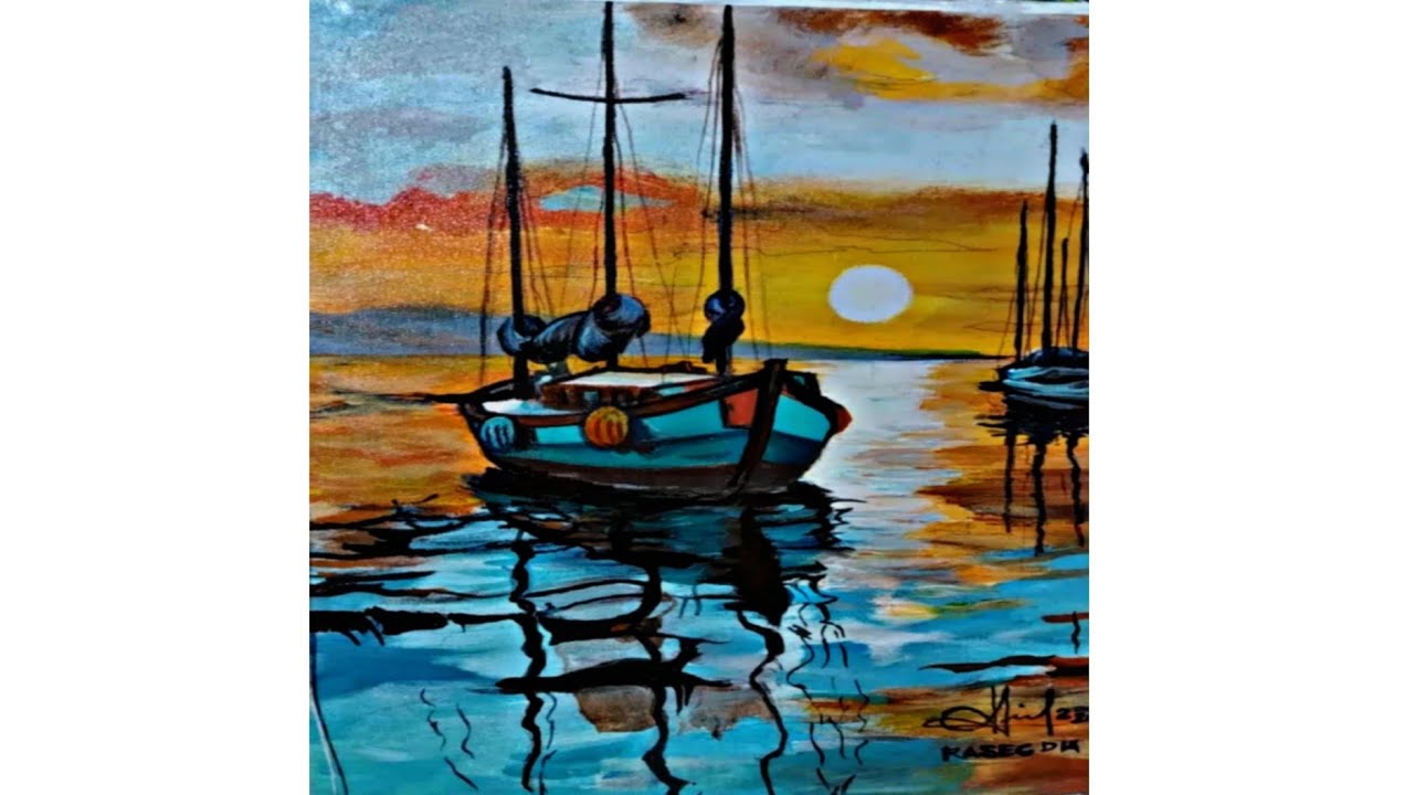 ACRYLIC PAINTING SAILING BOAT #painting #acrylicpainting