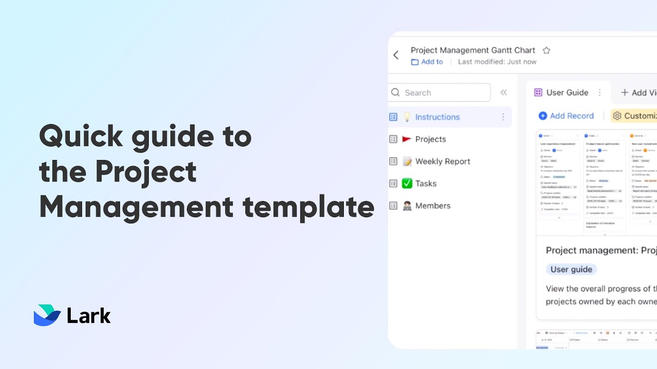 Lark 101 Quick guide to the Project Management template YouTube