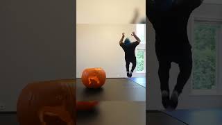 Wait for it 😱 carving a pumpkin parkour style 🎃