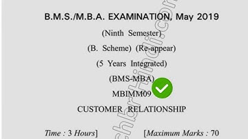 2019 Dcrust MBA 9th Sem Reappear Customer Relationship Question Paper