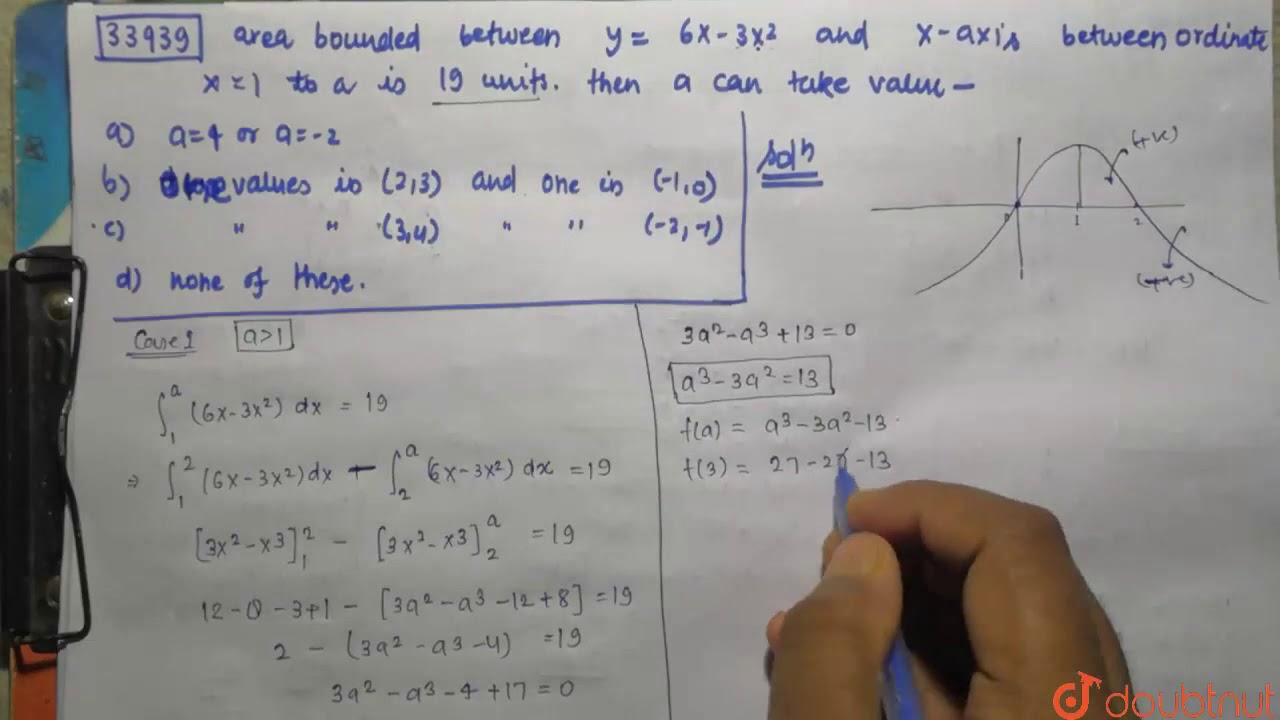  If The Area Of Bounded Between The X axis And The Graph Of y 6x 3x 2