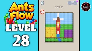 Ants Flow: Pixel Color Puzzle Level 28 Walkthrough Solution 