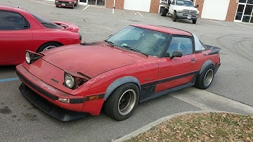 Insanely loud turbo rx7 HUGE HOOD EXIT FLAMES bridge port first generation rx7