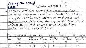 Unit:2 | Traffic Studies | Floating Car Numerical | Transportation Engineering 2nd | Prashant YT |