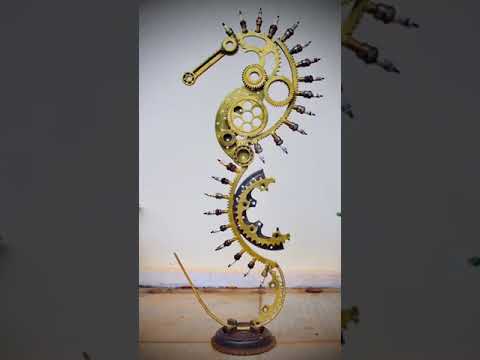 Metal sculptures created from 100000 automobile parts. Created by Rajhardstyle