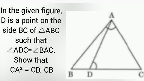 In the given figure, D is a point on the side BC of △ABC such that ∠ADC=∠BAC. Show that CA² = CD. CB
