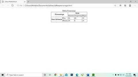Membuat ColSpan dan RowSpan Daftar Pramuniaga HTML