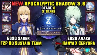 картинка: E0 Saber F2P Carry с Tingyun и E0 Anaxa Carry (3 звезды) Apocalyptic Shadow 3 Honkai Star Rail 3.6