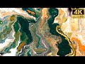 Luxury Abstract Fluid Art Flow | Green Gold Marble Texture | Relaxing Visual Background