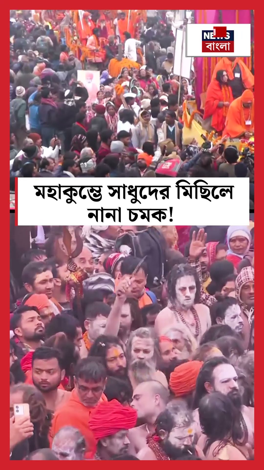Mahakumbh এ সাধুদের মিছিলে নানা চমক! | N18K | #shorts