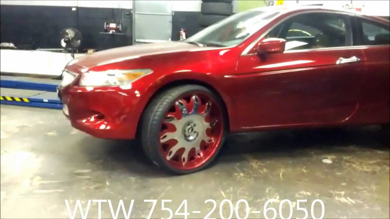 Female's Candy Red Honda Accord Coupe on 26" by WTW Broward YouTube