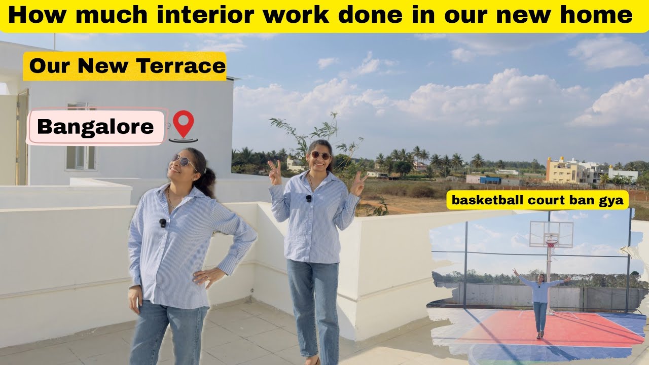 Our New Terrace || How much interior work done in our new home || Basketball court || society visit 