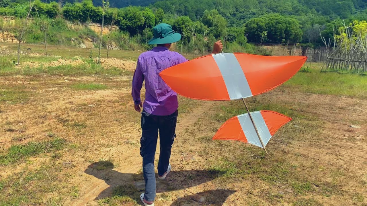 Tự Làm Diều Sáo Đuôi Cá 1.90m Bằng Nan Cáp Quang 3 Ly Và Thả Cùng Bộ Sáo Cồng Còi D40