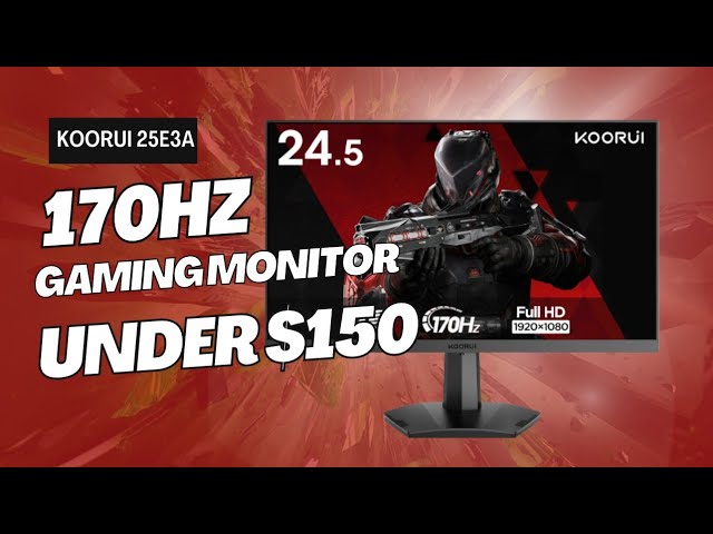 KOORUI 24E4 24 inch High-Performance Gaming Monitor, 165Hz/144Hz,3 -Side  Borderless, FHD 1080P VA Computer Monitor, HDMI, DisplayPort, Vesa