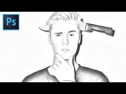 How To Design A Drawing Effect - Tutorial Photoshop (JUSTIN BIEBER) || PSD FILE DOWNLOAD