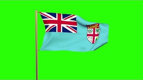 Fiji Flag Waving In The Wind. Green Screen, Alpha Matte. Loopable Animation Stock Animation