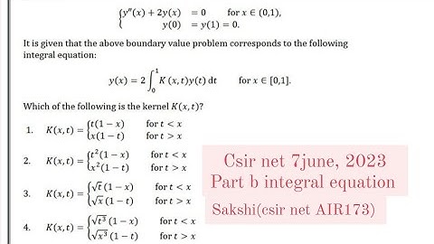 Csir net june 2023 part b integral equation question id 704047 solution #csir #mathematics #integral