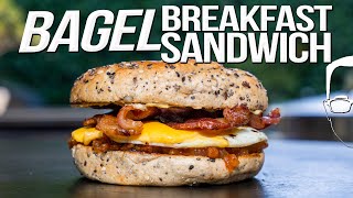 BAGEL BREAKFAST SANDWICH (W/ HOMEMADE BACON JAM) | SAM THE COOKING GUY 4K