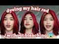 DYEING MY HAIR RED WITHOUT BLEACHING | Janine Rivera