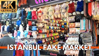 Istanbul City Tour Of Cheap Fake Market Between Grand Bazaar &amp; Eminonu 4K Walking Tour Video UHD