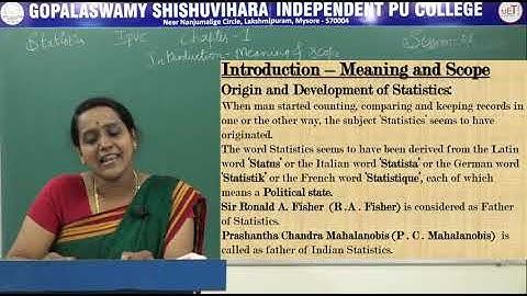 STATISTICS | 1st PUC | CH 01 | INTRODUCTION MEANING & SCOPE | S01