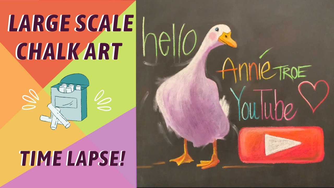 BIG CHALK WALL CHALK ART! White Duck Drawing! By: Annie Troe