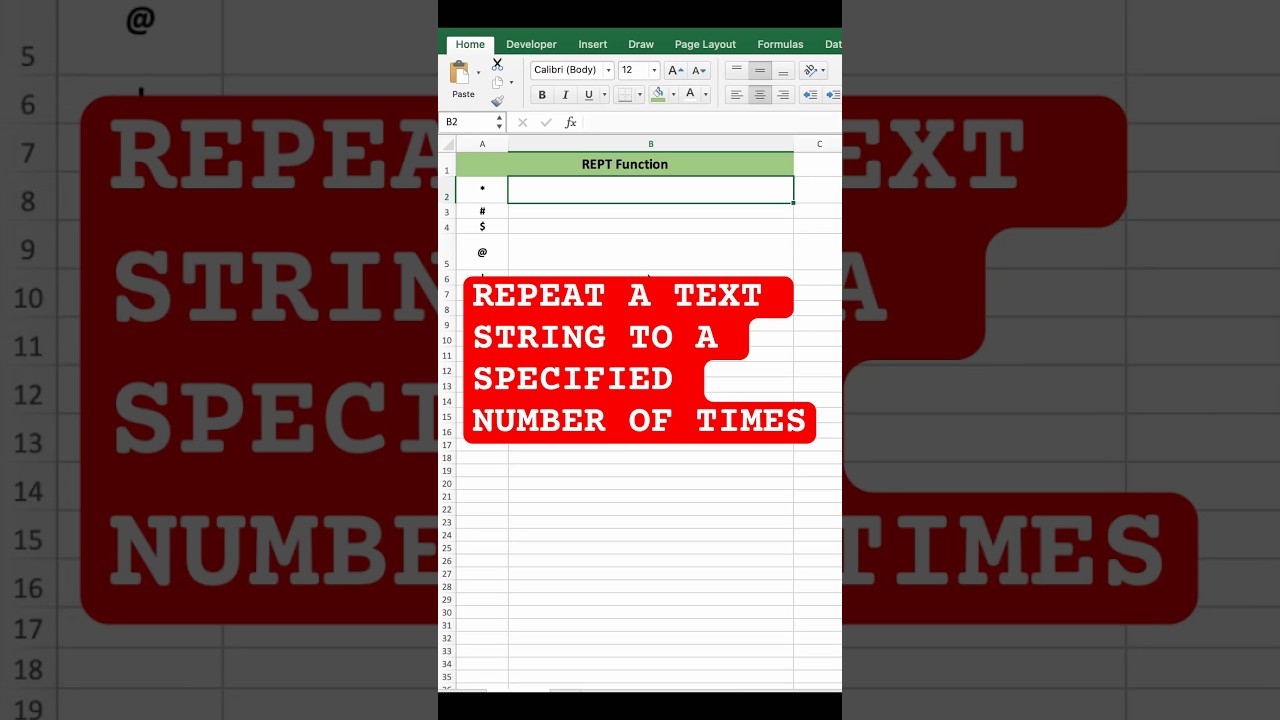Repeat Text Easily! Excel REPT Function #shorts #excel #excel #excelfunctions