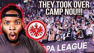 American Reacts to 30,000 Eintracht Frankfurt Fans Take Over Barcelona (Camp Nou)!